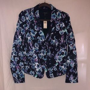 NWT Ann Taylor Blue Floral Blazer Size 8